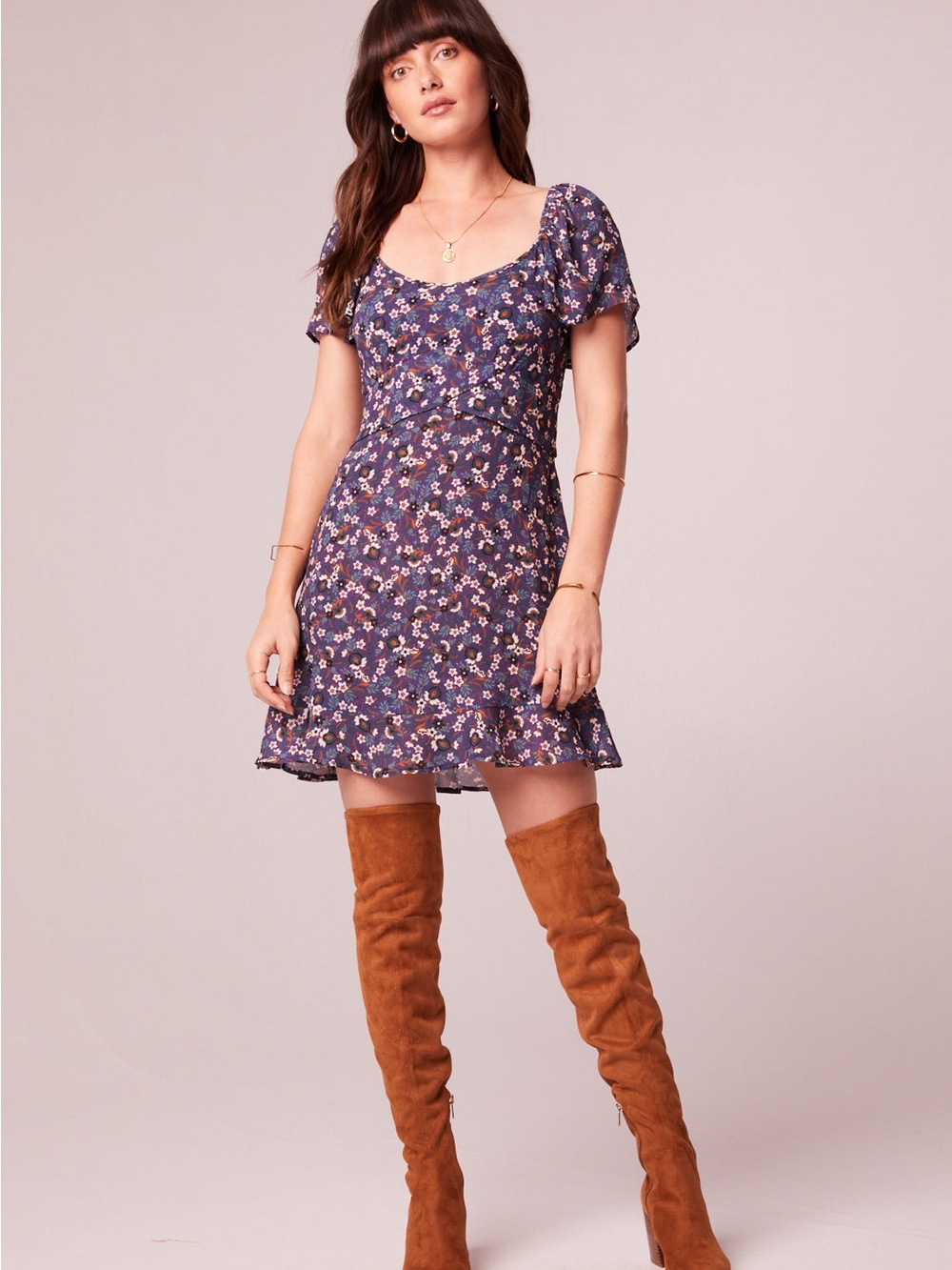 NWT Band of the Free Coraline Purple Floral Crossover Mini Dress - Picture 6 of 9